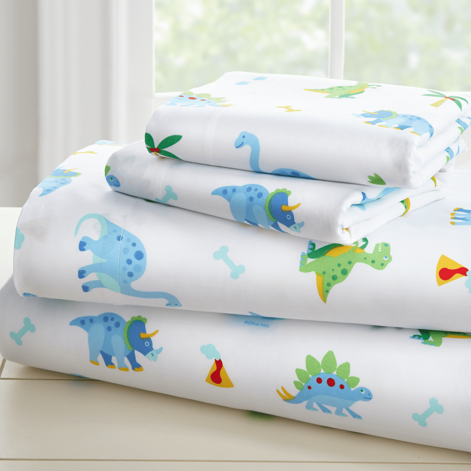 Olive Kids Toddler Boys and Girls BPA-free Wildkin Microfiber Fitted Crib Sheet For Infant Fits Standard Crib Mattress Dinosaur Land Includes One Fitted Crib Sheet Measures 52 x 28 Inches
