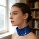 thumbnail image 4 of Gargantilla de lentejuelas metálicas para mujer | Collar de terciopelo con escamas brillantes | Accesorio elegante para fiestas y festivales, 4 of 5