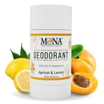 MONA All Natural Magnesium Deodorant for Women & Men | Apricot & Lemon | Baking Soda & Aluminum Free | (2.65 Oz)