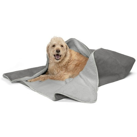 UPC: 0842229116755 | FurHaven Pet Throw Blanket | Waterproof Snuggly & Warm Faux Lambswool & Terry Pet Throw Blanket Silver Gray Extra Large