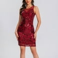thumbnail image 1 of TMOYZQ Robes de Retour à la Maison pour Femmes Sans Manches Col Rond Paillettes Scintillantes Robes Moulantes Mini Tendance Cocktail Soirée Boîte de Nuit Robes Courtes, 1 of 9