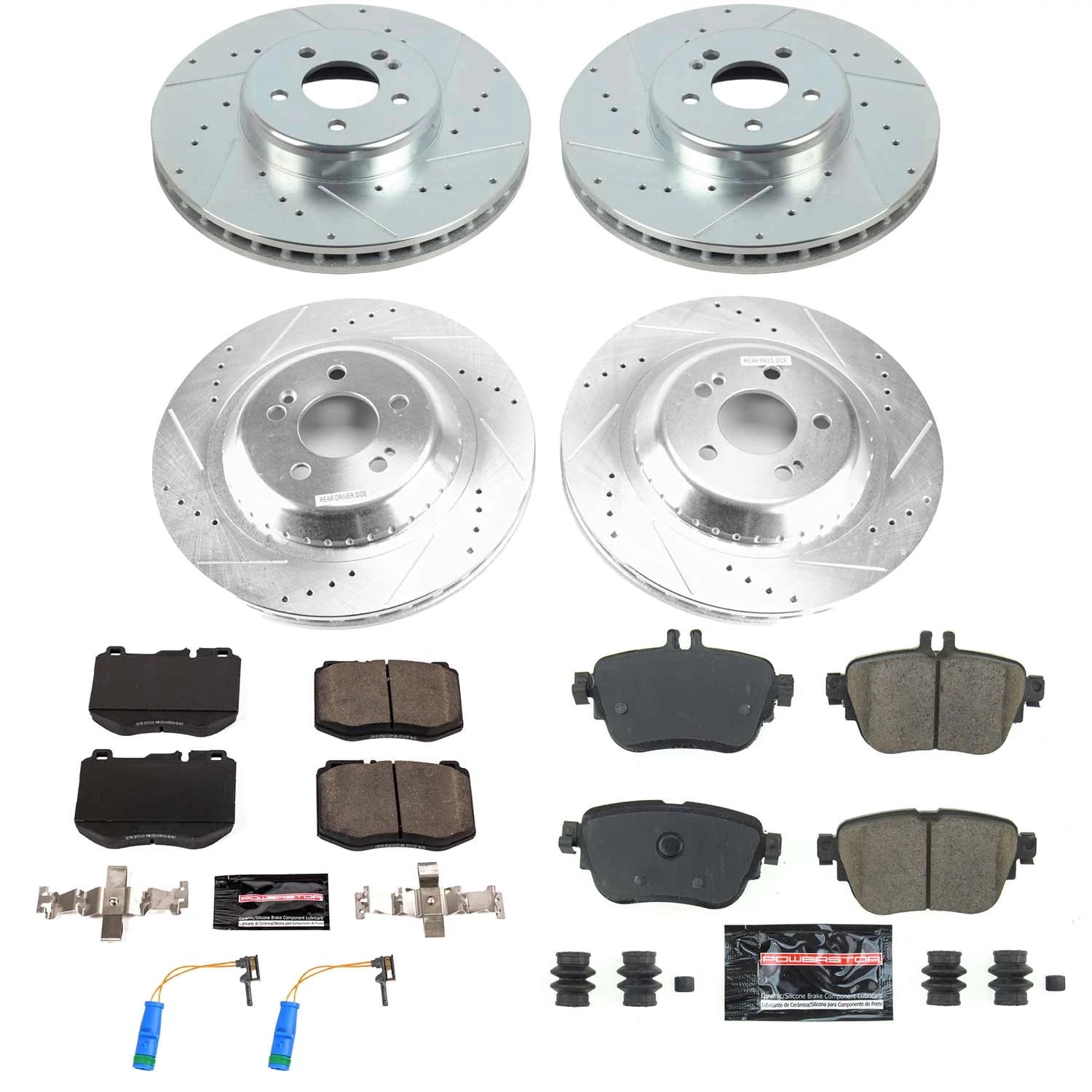 PowerStop Front and Rear Z23 Evolution Sport Carbon-Fiber Ceramic Brake Pad and Drilled & Slotted Rotor Kit Fits: MERCEDES-BENZ Select Models K8072