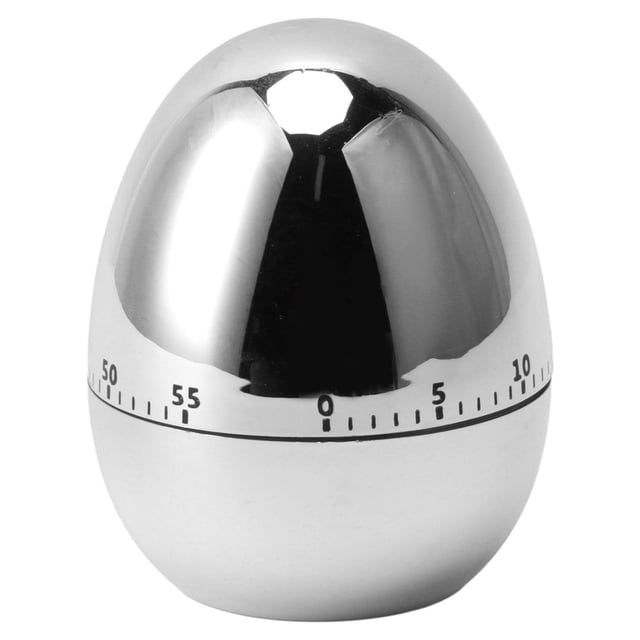 Temporizador mecánico de 60 minutos con forma de huevo, despertador de cocina, temporizador manual para cocina, color plateado