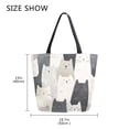thumbnail image 5 of FORMRS Womens Canvas Tote Bag with Zipper Inner Pocket Shoulder Handbag, White Cute Cats, 5 of 7