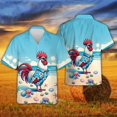 thumbnail image 2 of Camisas de granja con estampado 3D de pollos para hombre, camisa hawaiana informal de playa, camisa informal de manga corta, blusa de un solo pecho, ropa para hombre, 2 of 5