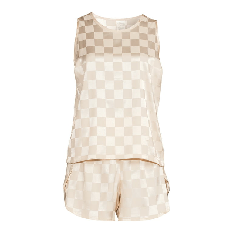 Lissome Women's Checkered Tank Top and Shorts Sleep Set