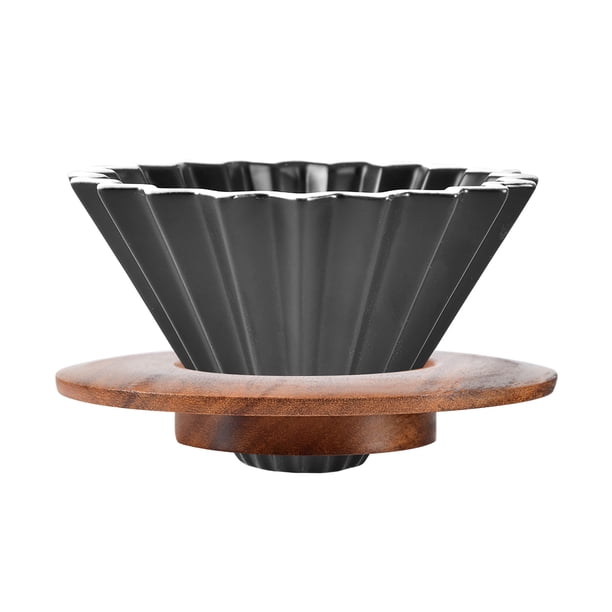 Embudo De Café Base De Cerámica Y Madera Forma De Onda Gotero De Café Práctico Advancent HA020516-00