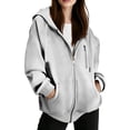 thumbnail image 6 of JGGSPWM Womens Zip Up Hoodies Solid Color Casual Long Sleeve Zipper Sweatshirts Fall Winter Comfy Track Jackets with Pockets Gray L, 6 of 9