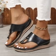 thumbnail image 2 of asddcavvf Ladies Fashion Solid Color Leather Metal Buckle Decoration Clip Toe Flat Sandals, 2 of 7
