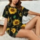 thumbnail image 4 of Fotbe Sunflowers3 Conjunto de Pijama Estampado para Mujer, 2 Piezas, Ropa de Dormir con Camiseta de Manga Corta y Shorts Suaves-Large, 4 of 6