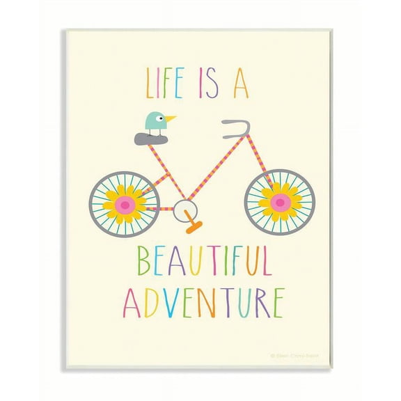The Kids Room by Stupell Life Is A Beautiful Adventure Bird On A Bike Wall Plaqueby Ellen Crimi-Trent