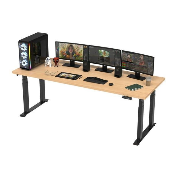 Escritorio Extra Carga De Altura Ajustable 210x80 Gamer Mad Clara 25mm Grosor Muy Resistente 4 Motores Doble Soporte Capacidad De Hasta 250 Kg