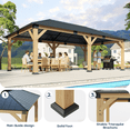 thumbnail image 5 of 12x20 ft Cedar Wood Gazebo, Hardtop Gazebo with Galvanized Steel Double Roof, 5 of 6