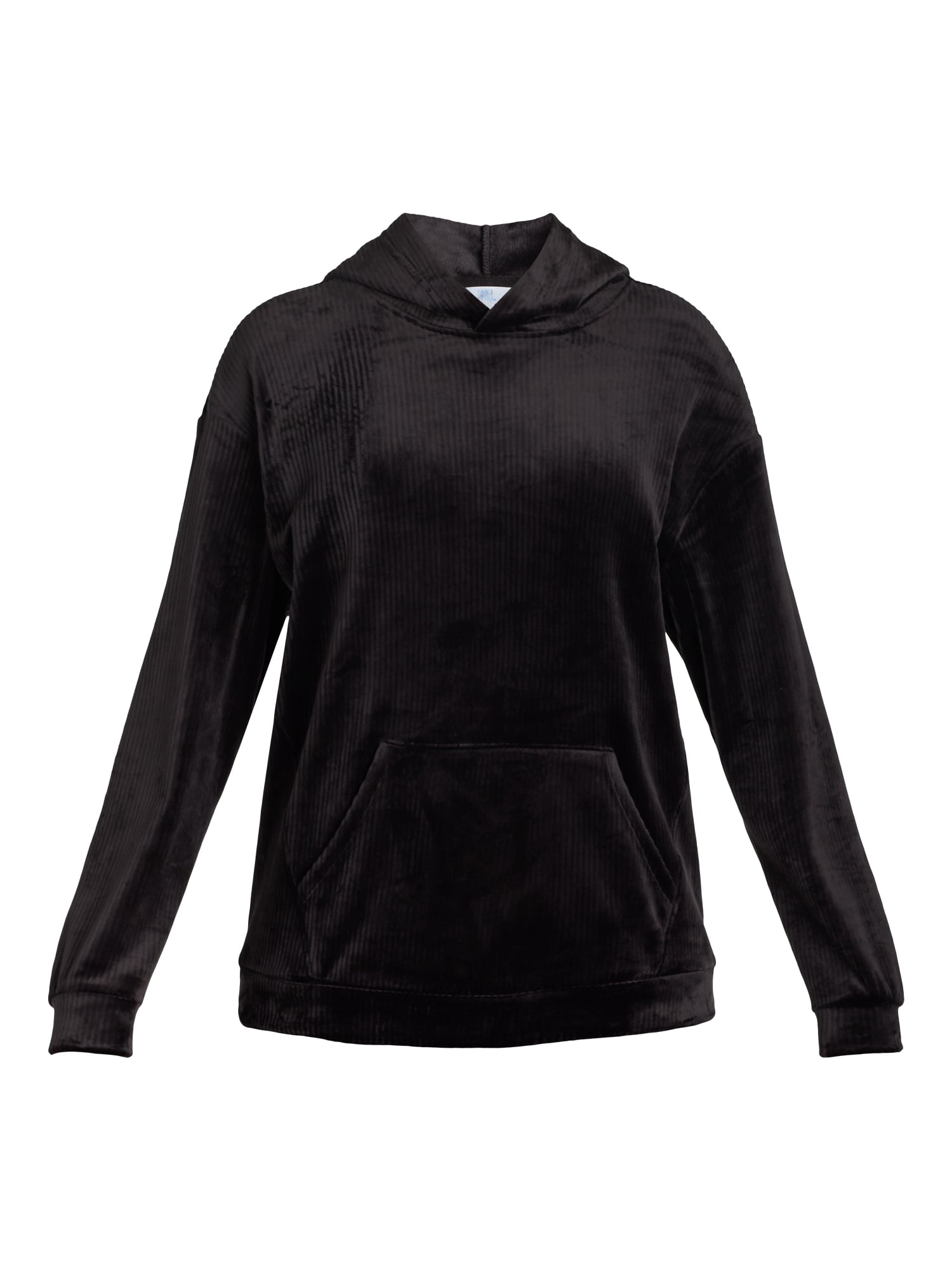 Time and Tru's Women’s Ribbed Velour Hoodie Sweatshirt, Sizes S-XXXL