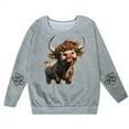 thumbnail image 2 of Cute Highland Cow Sweatshirts for Girls Boys Long Sleeve Crewneck Western Country Christmas Graphic Sweatshirt Pullover Tops, 2 of 5