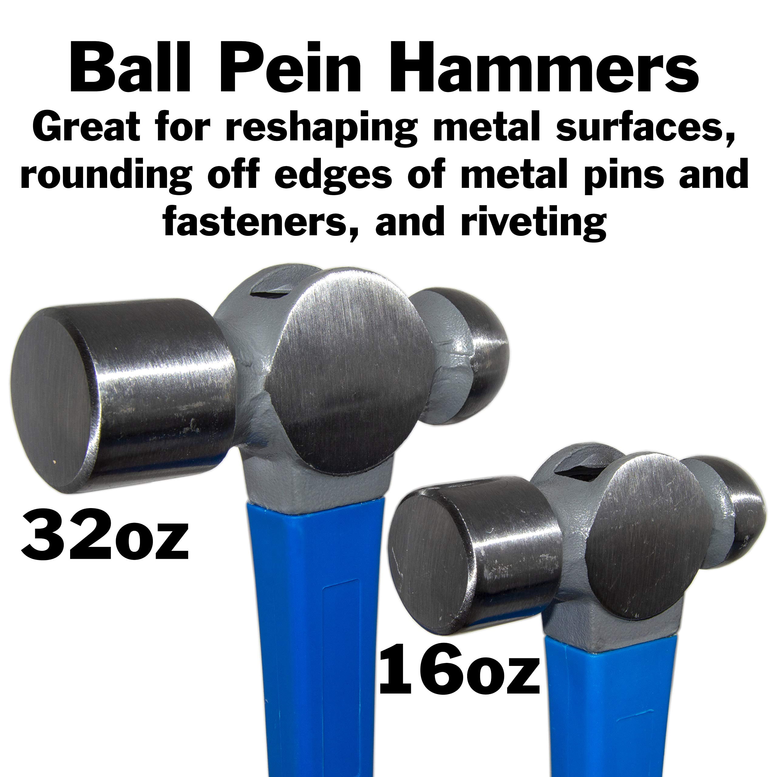 5 Piece Heavy Duty Hammer Set - Includes 32oz Rubber Mallet, 3lb Sledge Hammer, 3lb Cross Pein Hammer, 32oz and 16oz Ball Pein Hammers by EX ELECTRONIX EXPRESS