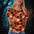 thumbnail image 5 of NOLDARES Halloween Shirts for Women Cute Ghost with Coffee Pumpkin Shirts Cute Fall Short Sleeve Graphic Tee Tops(Brick Red,M), 5 of 9
