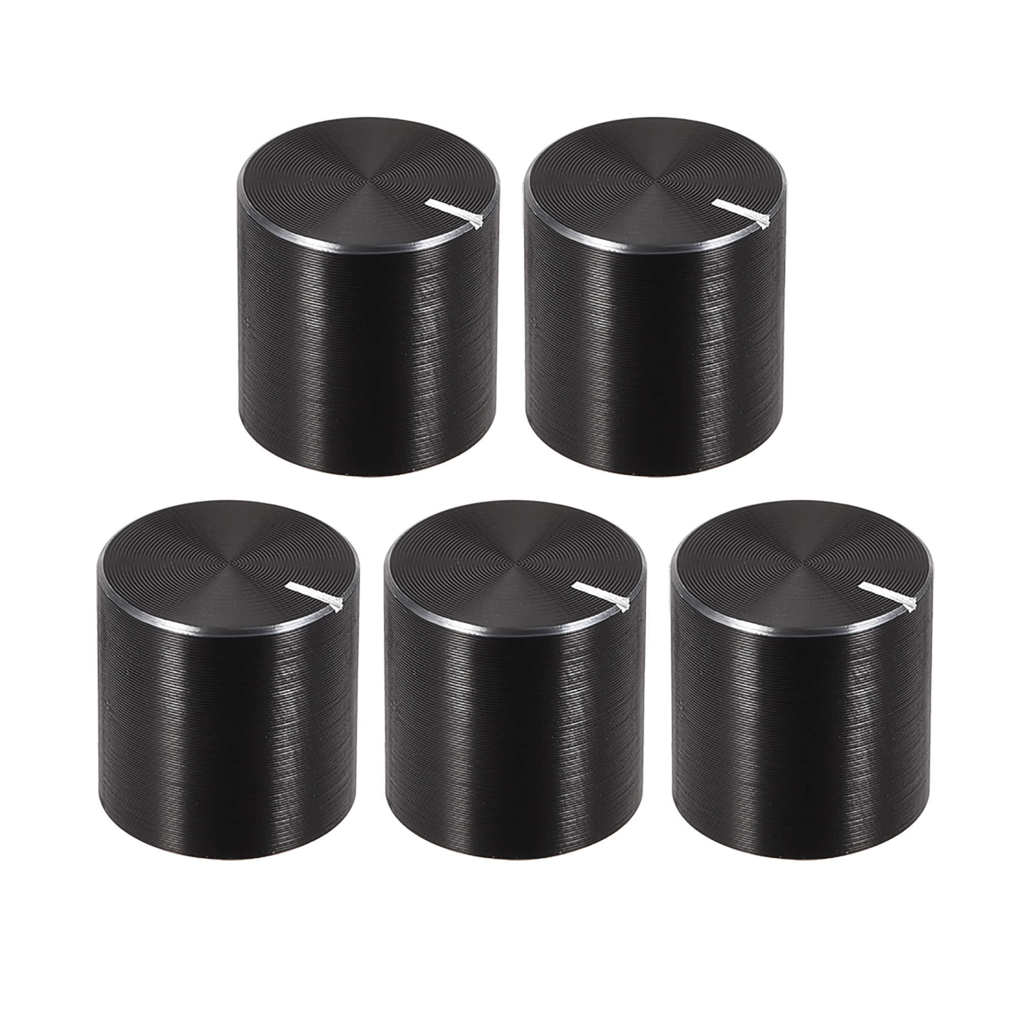 5 pcs Potentiometer Knob Knurled Shaft Black Aluminum Smooth Surface