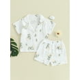 thumbnail image 3 of FEORJGP Kids Girls Boys Pajamas Outfits 6M 1Y 2Y 3Y 4Y 5Y 6Y Toddler Short Sleeve Shirts Flower Pattern T-shirt Lapel Button Tops Elastic Waist Shorts Baby Loose Comfy Soft Summer Loungewear, 3 of 9