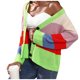 thumbnail image 4 of Cárdigan de manga larga con cuello en V y bloques de color para mujer, cárdigan informal de punto corto, tops para mujer, 4 of 4