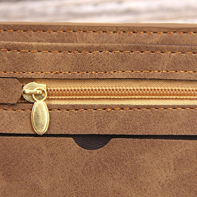 Bolsa Hombres Carteras delgadas Letras Mini Monedero Bifold Cremallera Titular de la tarjeta (Café) Ehuebsd Para Estrenar