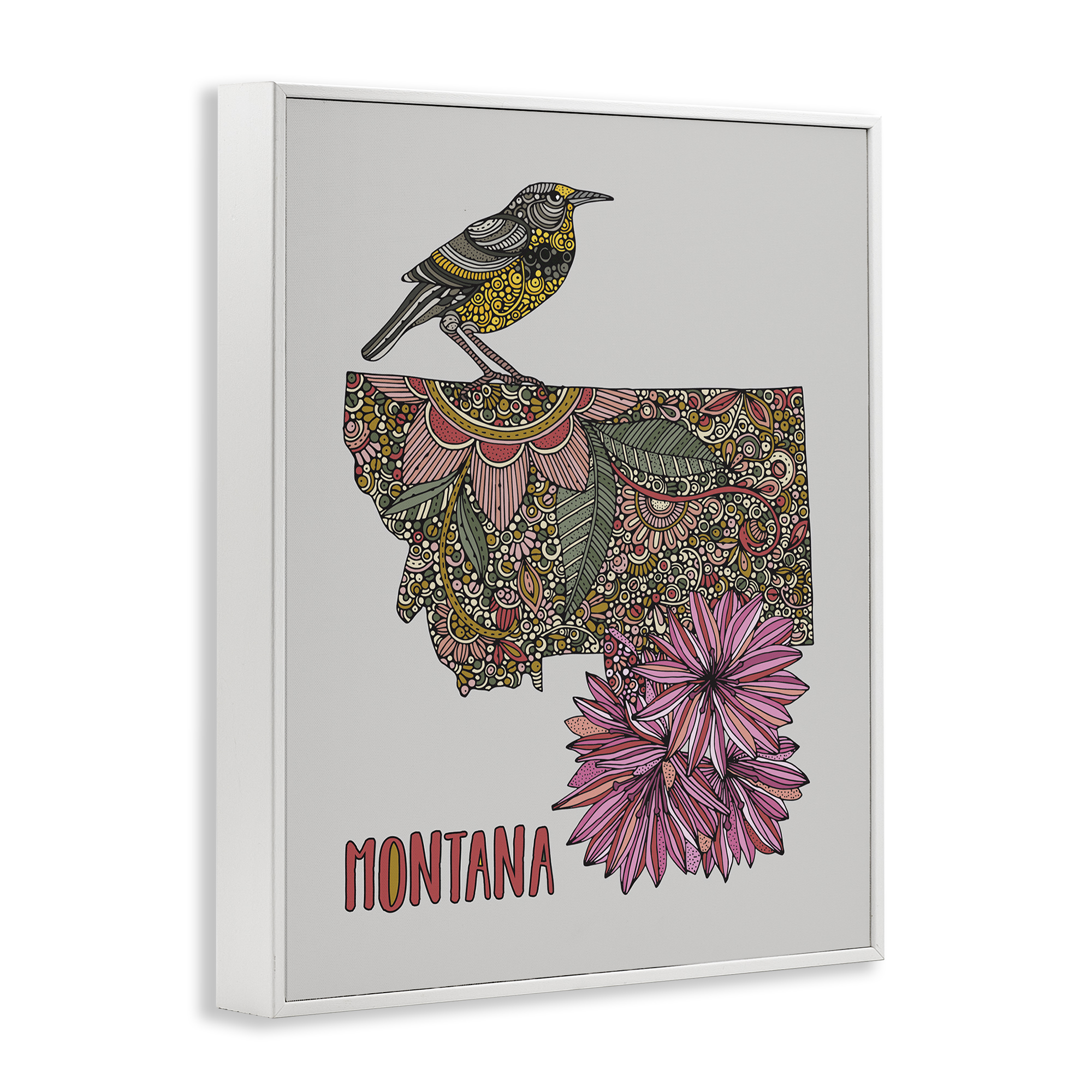Stupell Industries Floral Montana State Botanical & Floral Painting White Framed Art Print Wall Art, 11 x 14