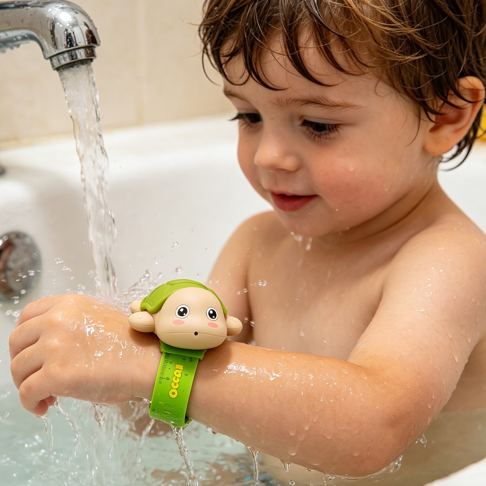 Cartoon Turtle and Dolphin Wrist Watch Water Spray Toy, Summer Water Play Activity, Wristband Squirt Gun for Bath Time, Outdoor Wrist Mounted Toy, Light Green