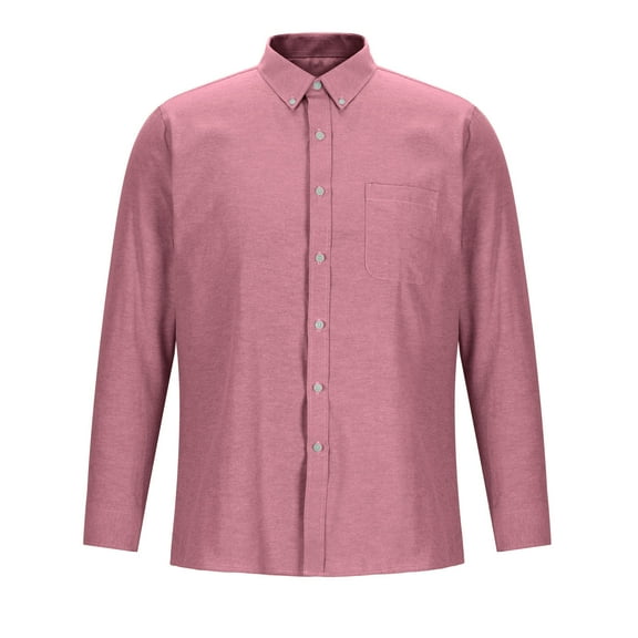 Iugvhana Mens Classic Fit Dress Shirts Slim Lapel Long Sleeve Casual Business Formal Shirt Tops Button Down Cotton Shirt Red XL