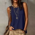 thumbnail image 3 of TKLPEHG Women's High Low Hem Sleeveless Tank Top Round Neck Casual Loose Fit Basic Cami Everyday Summer Layering Top (Dark Blue,M), 3 of 8
