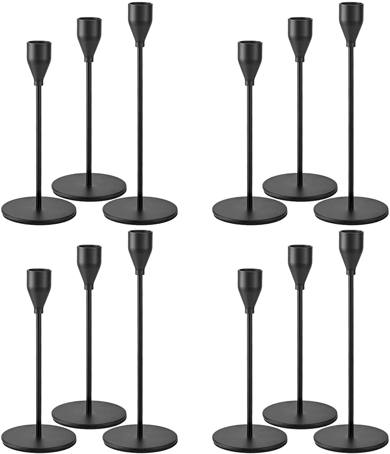 12 Black Candlestick Holders, Candle Holder for Taper Candle, Fits 3/4