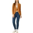 thumbnail image 3 of MODA NOVA Juniors Faux Suede Long Sleeve Draped Front Moto Jacket, 3 of 7