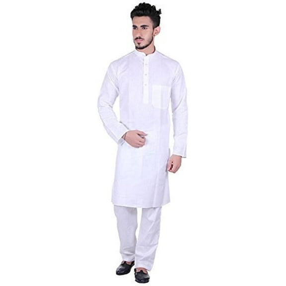 Royal Kurta Men's Pure Cotton Kurta and Pyjama -White