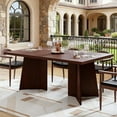 thumbnail image 1 of Dining Table for 6-8 People - 63" Modern Long Kitchen Table with Large Tabletop & Heavy Duty Pedestal Legs, Dinner Table for Kitchen, Conference Room, Home, Walnut, 1 of 8
