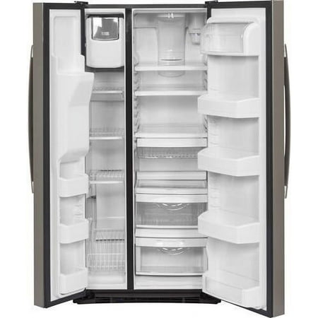 GE - 23.0 Cu. Ft. Side-by-Side Refrigerator with External Ice & Water Dispenser - Fingerprint resistant slate