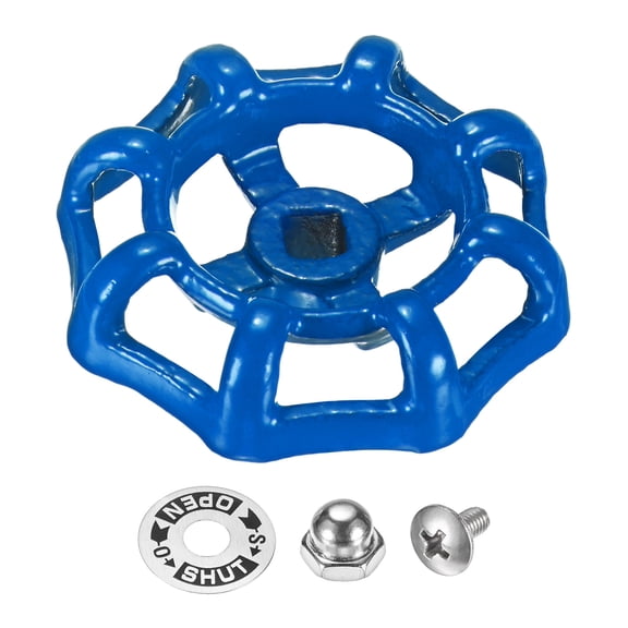 Uxcell 1-Set Outside Faucet Handle, 6x6mm Paint Cast Iron Square Stem Hole Water Spigot Handle with Screws Nuts Replacement [Blue]