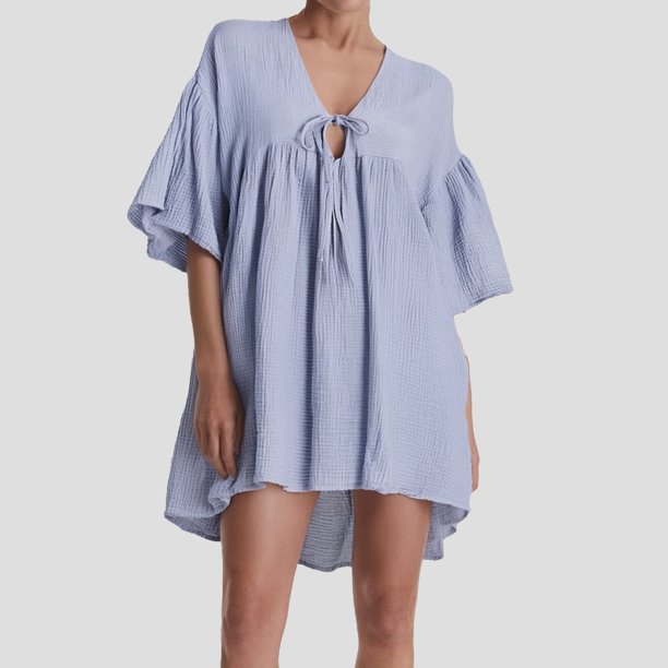 WILLBEST Vestidos Floreados Para Mujer Vestido Casual De Corte A Con Escote En V Y Detalle De Cómodo Y Transpirable. Para Mujer Y Mangas Con Vuelo