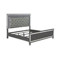 thumbnail image 3 of 4pc Modern Glam Style LED HB Gray Charcoal Finish Queen Size Panel Bedroom Set Solid Wood Furniture, 3 of 8