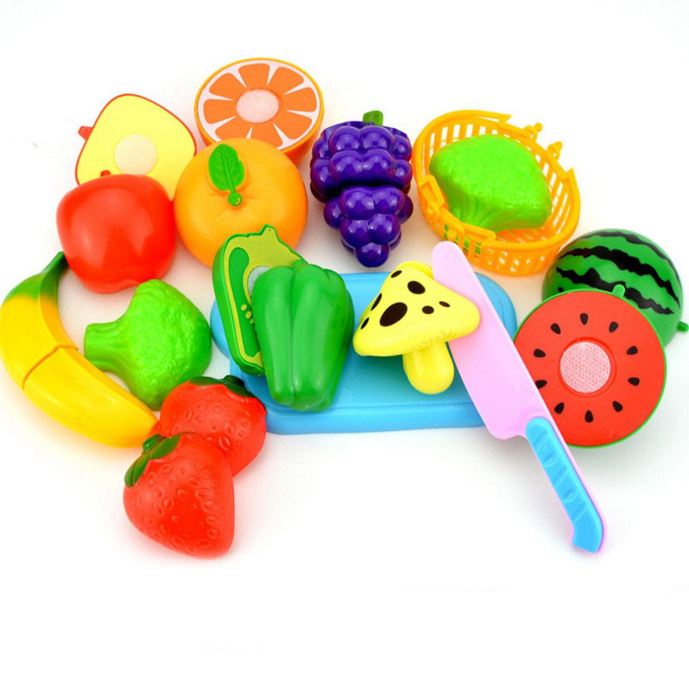 Fruit Vegetable Food Cutting Set Reusable Role Play Pretend Kitchen Kids Toy HOT 