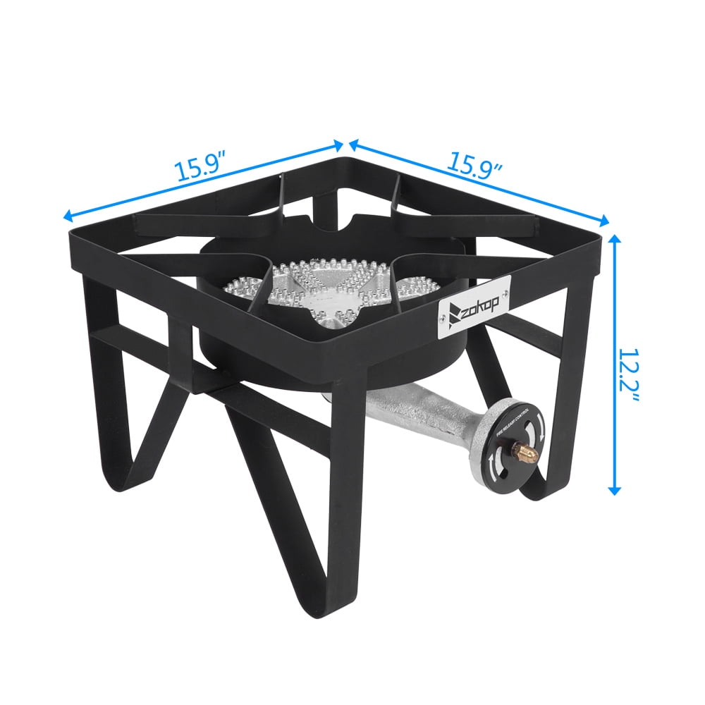 UWR-Nite Square Heavy Duty Single Burner Outdoor Stove Propane Gas Cooker with Adjustable 0-20Psi Regulator & Steel Braided Hose Perfect for Home Brewing, Turkey Fry, Maple Syrup Prep