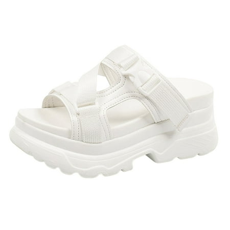 

PEASKJP Summer Sandals for Women Dressy Womens Sandals Comfortable Summer Dressy Flat Sandals Bohemian T-Strap Flip Flop Thong Sandals (White 8)