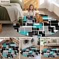thumbnail image 5 of Teal Blue Black Geometric Round Area Rug 3Ft Washable Small Circle Rugs for Kitchen Entryway, Modern Abstract Art Block Non-Slip Carpet Floor Mats Indoor Outdoor Carpet Runner Aesthetic Home Decor, 5 of 8