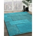 thumbnail image 2 of Ahgly Company Indoor Square Patterned Bright Turquoise Blue Area Rugs, 3' Square, 2 of 6