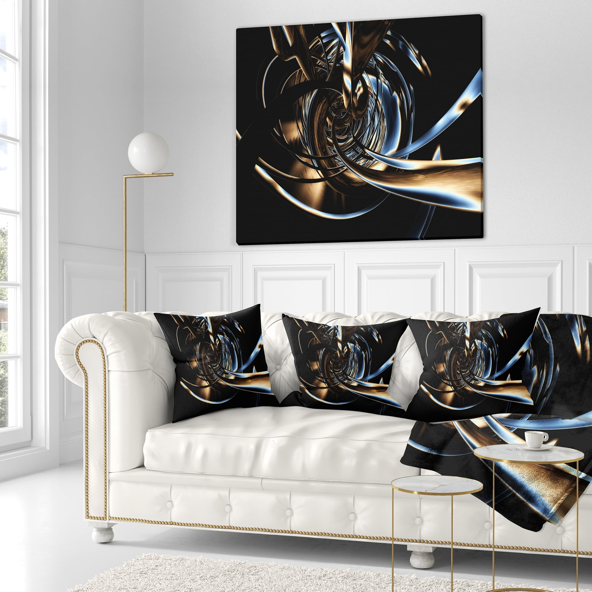 Designart Fractal 3D Tangled Stripes - Contemporary Throw Pillow - 18x18