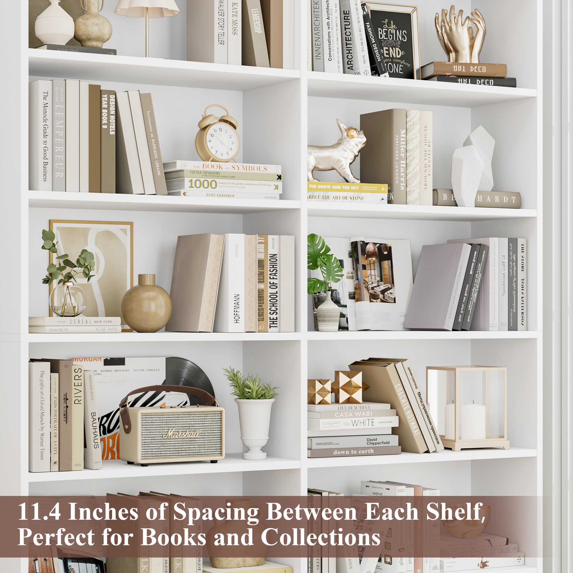 Homfa Double Wide 6-Tier Bookcase, White photo 4