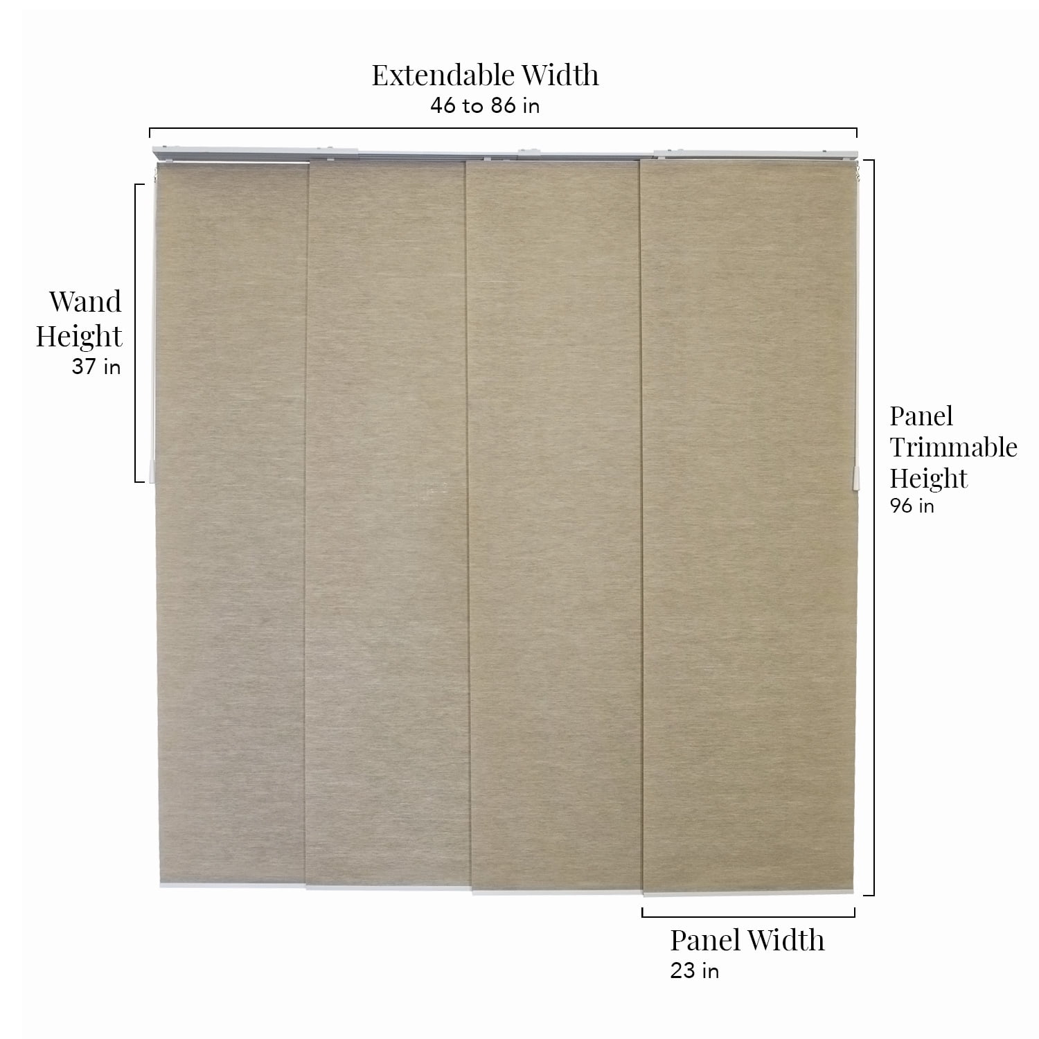 CHICOLOGY QUAD RAIL SLIDING PANEL Classical Gold (Light Filtering) W:46-86 x H:Up-to 96 inches