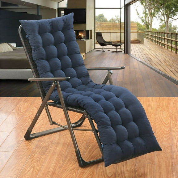 62,5"x18.8" Outdoor Chaise Lounge Cushion,Waterproof Sunproof Garden and Patio Rocking Chair Pad,Sandproof Beach Recliner Furniture Cushion with Ties,Integrated Chair Cushion With Seat And Backrest