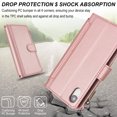 thumbnail image 5 of ELEHOLD for iPhone XR PU Leather Wallet Case, with Card Holder Strap Shoulder Lanyard for Women Men, Durable Zipper Kickstand Cover for iPhone XR,Rosegold, 5 of 10