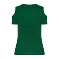 thumbnail image 7 of HOMBOM Women Shirts Green Fashion Cutout Short Sleeve Solid Off The Shoulder Crew Neck Shirts 2XL, 7 of 7