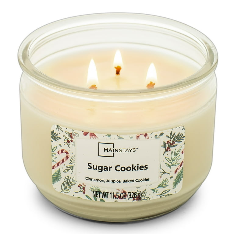 Mainstays Sugar Cookies Scented 3-Wick Glass Jar Candle, 11.5 oz