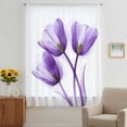 thumbnail image 3 of Luxury Purple Tulip Sheer Curtains 45 Inches Long, Watercolor Spring Rustic Floral Light Filering Curtains, Breathable Simi Curtain Privacy Drapes for Kitchen Bathroom Small Window Treatment, 3 of 9